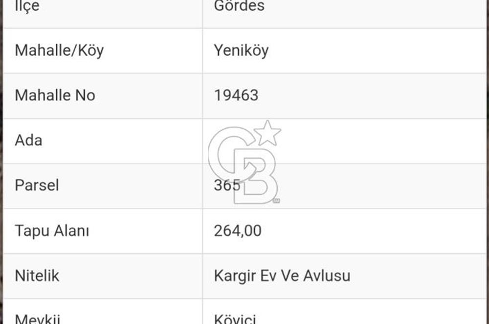 MANİSA GÖRDES YENİKÖY KAGIR EV VE ARSASI