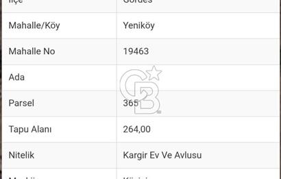 MANİSA GÖRDES YENİKÖY KAGIR EV VE ARSASI