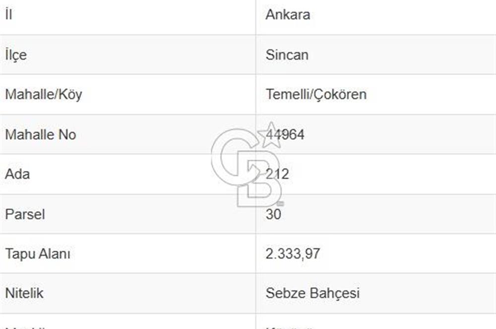 TEMELLİ ÇOKÖREN'DE KÖY İÇİ SATILIK 2334 m² SATILIK BAHÇE-TARLA