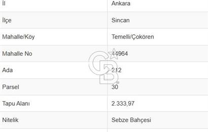TEMELLİ ÇOKÖREN'DE KÖY İÇİ SATILIK 2334 m² SATILIK BAHÇE-TARLA