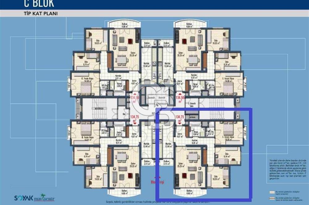 Mavişehir Soyak A Deniz Havuz Peyzaj Satılık 3+1 134 m² Daire