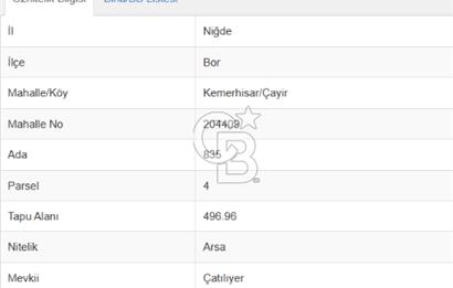 KEMERHİSAR ÇAYIR MEVKİİNDE 497 M² VİLLALIK ARSA – YATIRIM FIRSATI