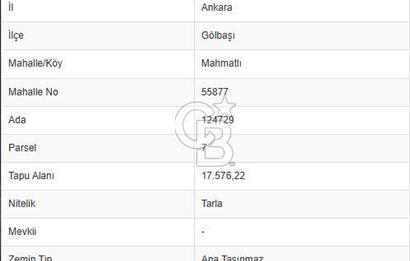 Gölbaşı Mahmatlı’da SATILIK Hisseli 1750 m2 TARLA …