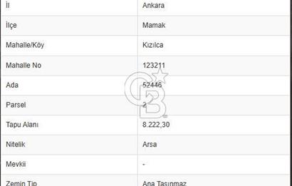 CB Referans’dan … Mamak Kızılca’da Yatırımlık 491 m2 Sanayi Arsası …