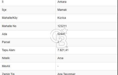 CB Referans’dan … Mamak Kızılca’da Yatırımlık 333 m2 Sanayi Tesis Alanı Arsası …