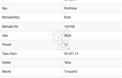 Eskişehir Sivrihisar Elcik 52 Dönüm Satılık Arazi