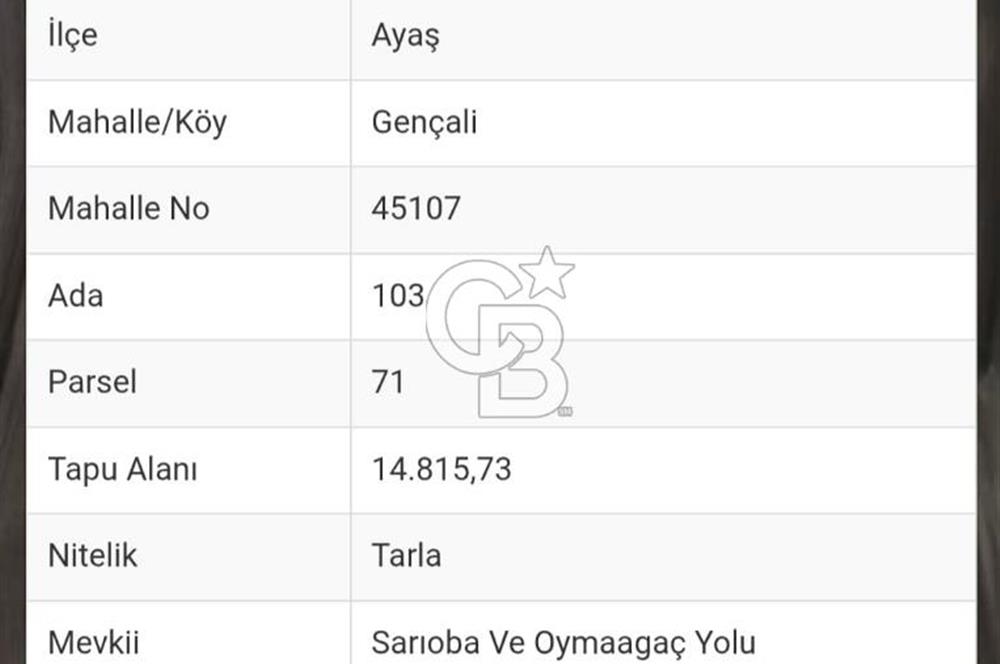 **ANKARA AYAŞ GENÇALİ’DE SULU TARIMA UYGUN 63.000 M² TARIM ARAZİSİ**