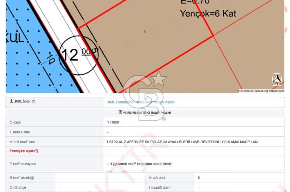 ESKİPOLATLI ŞENTEPE 1871 m² 6 KAT 0,70 EMSAL İMARLI SATILIK ARSA