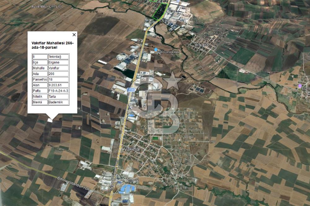 Tekirdağ Ergene Vakıflar'da Satılık Tarla