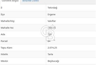 Tekirdağ Ergene Vakıflar'da Satılık Tarla - 5 - 373051