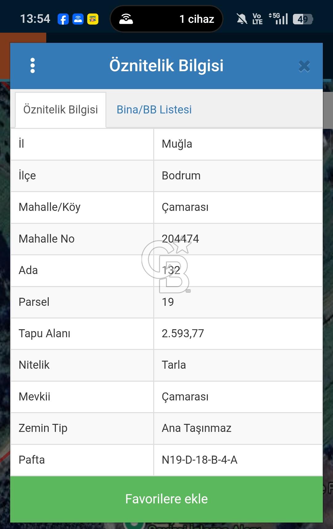  Bodrum Çamarası mevkiide yola cepheli tarala