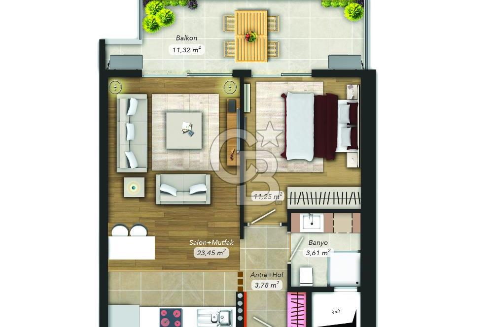 Park Yaşam Ataşehir Havuz & Peyzaj Kiralık 1+1 86 M² Daire