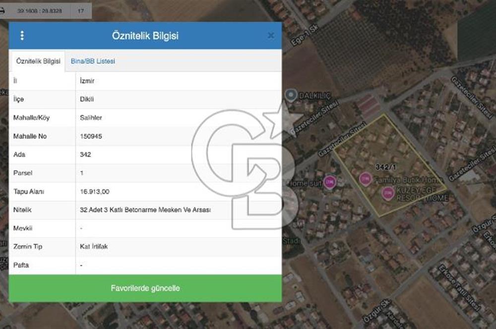 Dikili Salihleraltı Gazeteciler Sitesi'nde Villa İmarlı Arsa