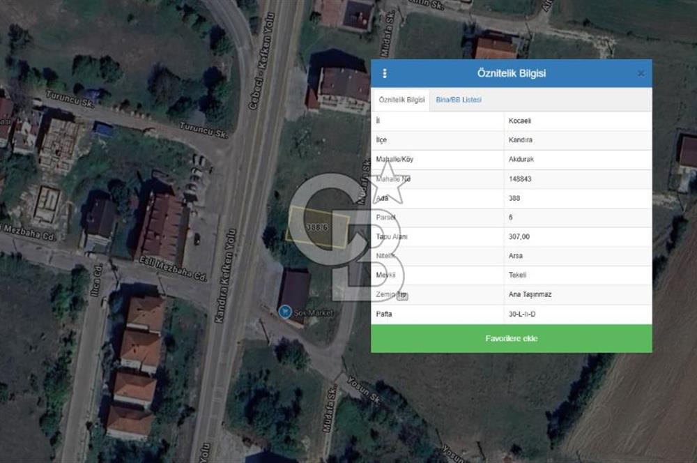 KANDIRA MERKEZ KERPE-KEFKEN YOLUNA CEPHELİ TİCARİ + KONUT ARSA