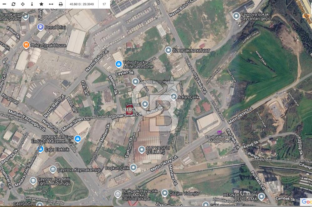 Kocaeli Çayırova Şekerpınarda 400 m² Ticaret İmarlı Satılık Ars