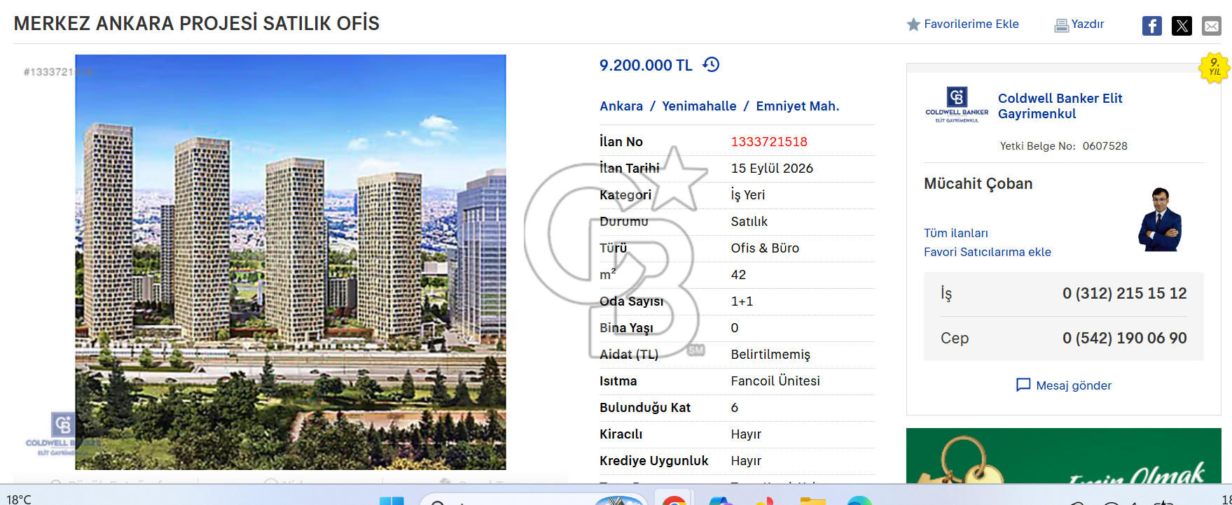 MERKEZ ANKARA PROJESİ SATILIK OFİS