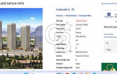 MERKEZ ANKARA PROJESİ SATILIK OFİS