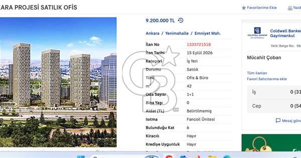 MERKEZ ANKARA PROJESİ SATILIK OFİS - 373741