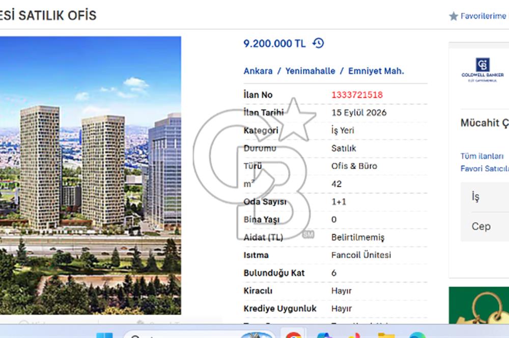 MERKEZ ANKARA PROJESİ SATILIK OFİS