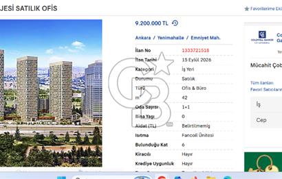 MERKEZ ANKARA PROJESİ SATILIK OFİS