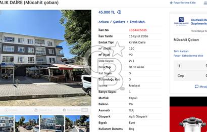 EMEK EŞYALI KİRALIK DAİRE (Mücahit çoban)