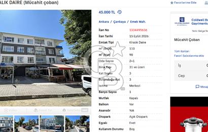EMEK EŞYALI KİRALIK DAİRE (Mücahit çoban)