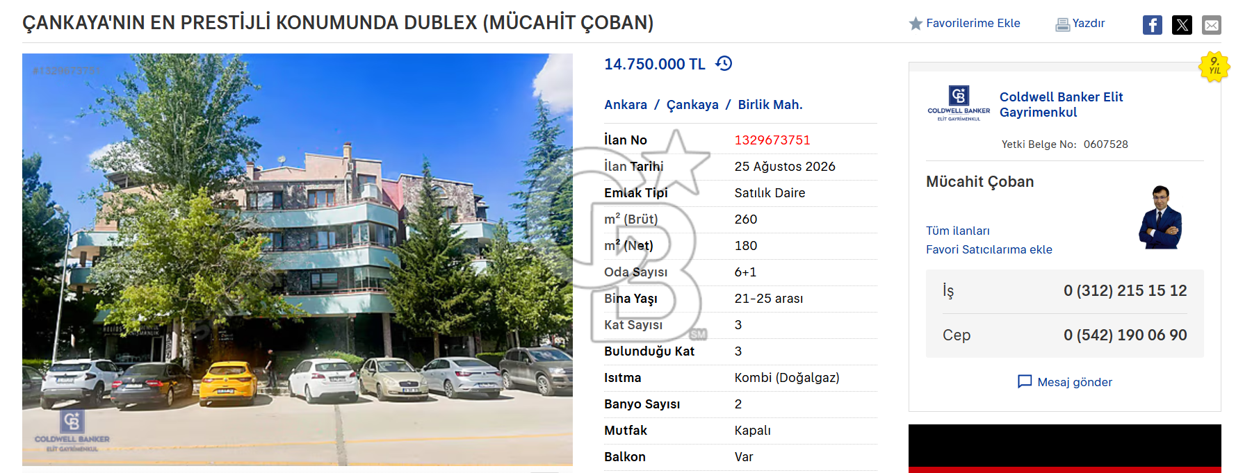 ÇANKAYA'NIN EN PRESTİJLİ KONUMUNDA DUBLEX (MÜCAHİT ÇOBAN)