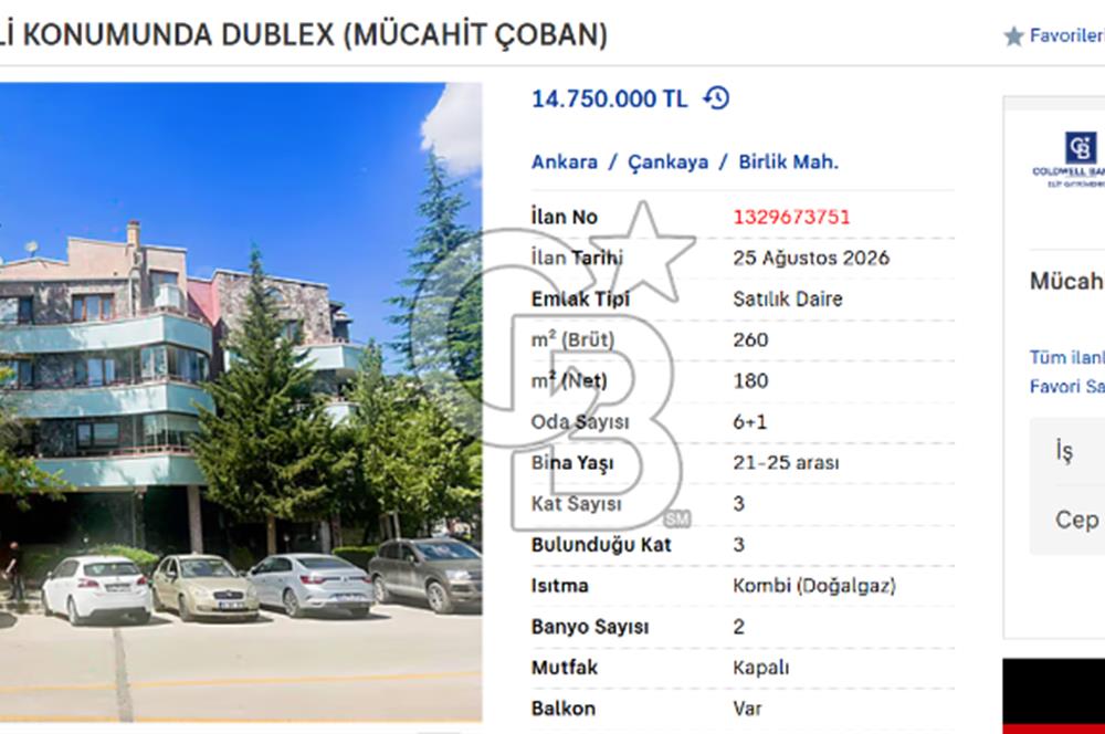 ÇANKAYA'NIN EN PRESTİJLİ KONUMUNDA DUBLEX (MÜCAHİT ÇOBAN)