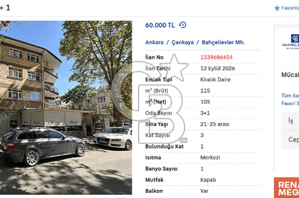 BAHÇELIEVLER KIRALIK 3 + 1