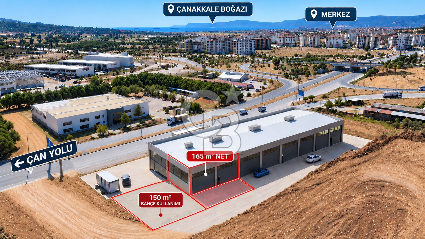 ÇANAKKALE IŞIKLARDA KİRALIK DÜKKAN 165M² NET 150M² ÖN BAHÇE
