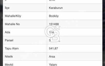 Karaburun Bozköy`de İmarlı Arsa