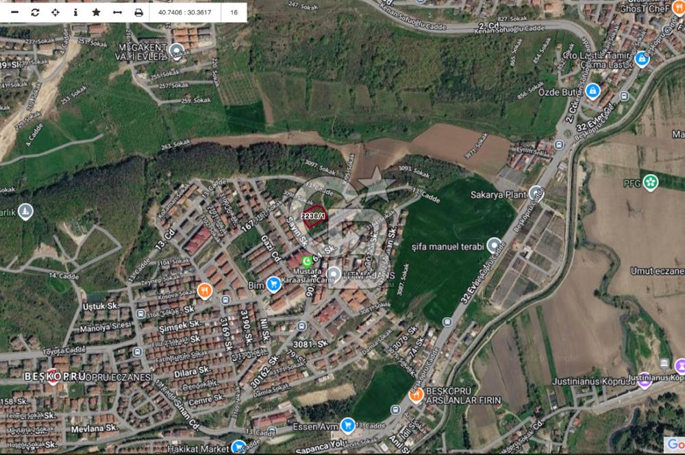 Sakarya Serdivan Kavrazda 2.578 m² Satılık Arsa