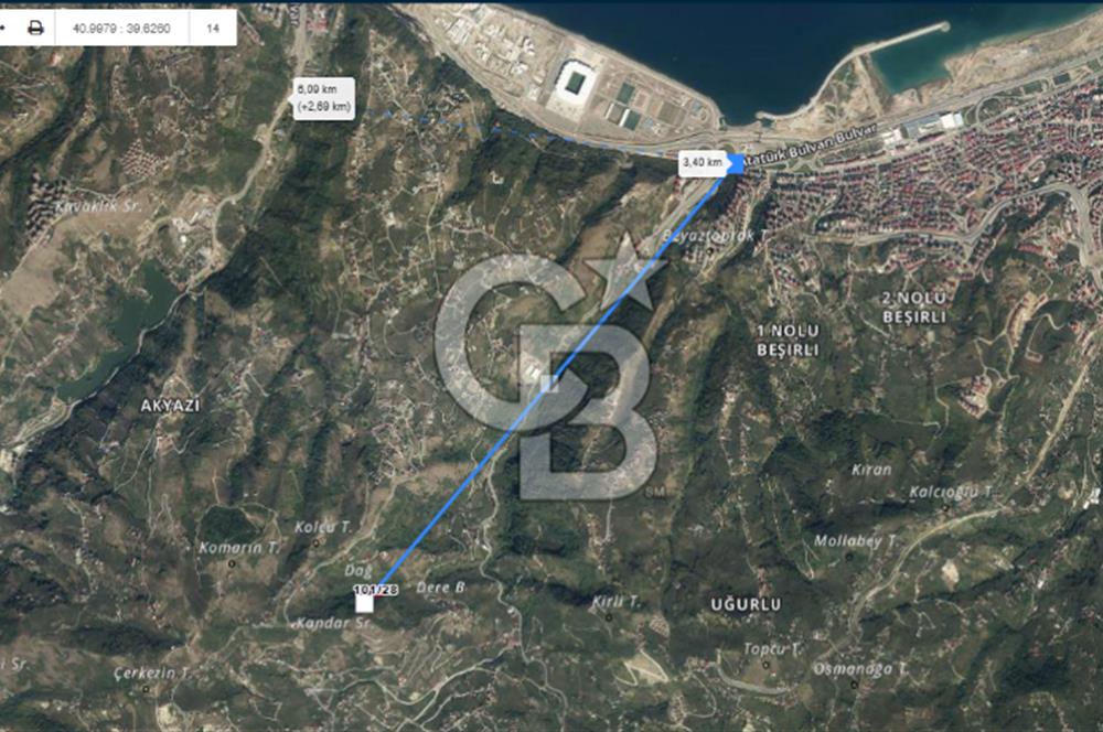 Ortahisar Gürbulak Güzelyalı'da 2720m2 yola cephe fındıklık