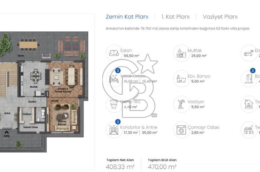 Ankara Gölbaşı Kösen Vills Botanik de Müstakil Satılık Villa