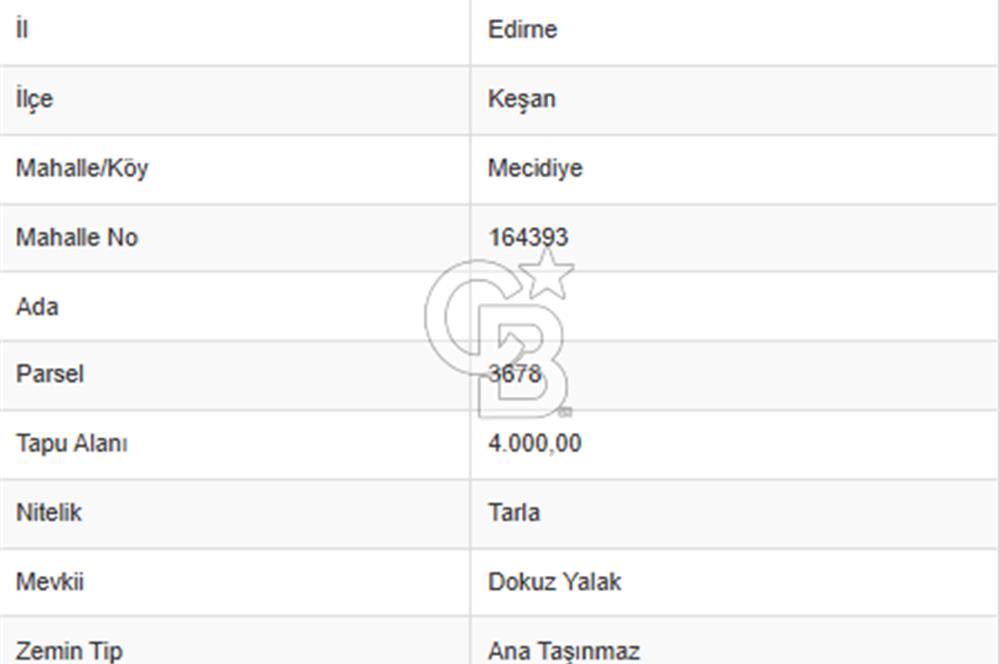 EDİRNE KEŞAN MECİDİYE KÖYÜ'NDE SATILIK TARLA
