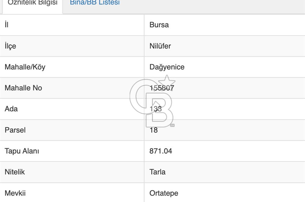CB CLASS BURSA NİLÜFER DAĞYENİCE SATILIK YOLA 63 MT CEPHE ARAZİ