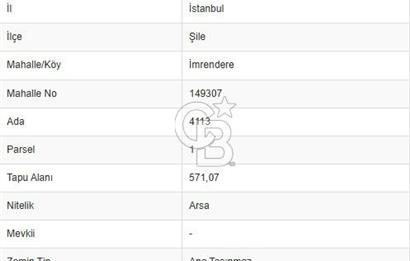 Şile İmrendere'de 571 m² Köşe Parsel Villa İmarlı Arsa