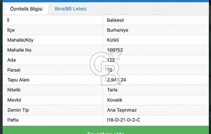 Burhaniye Kızıklıda 2.941 m² Bakımlı Satılık Zeytinlik