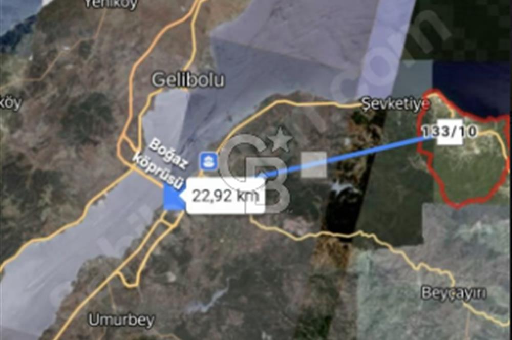 Lapseki"1915 boğaz köprüsüne,anayola ve denize yakın 4248m²arazi