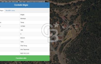 MUĞLA MENTEŞE ORTA YARAŞ KÖYİÇİ İMARLI 630 M2 MANZARALI ARAZİ