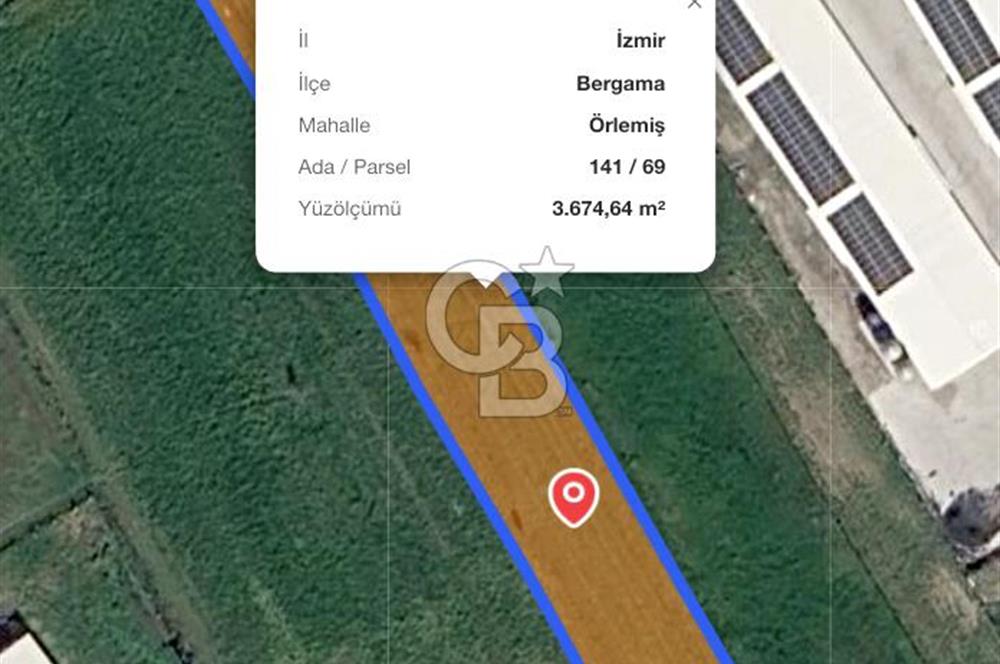 Bergama Örlemiş'te RES&GES yatırımları Çevresinde 3.674 m2 TARLA