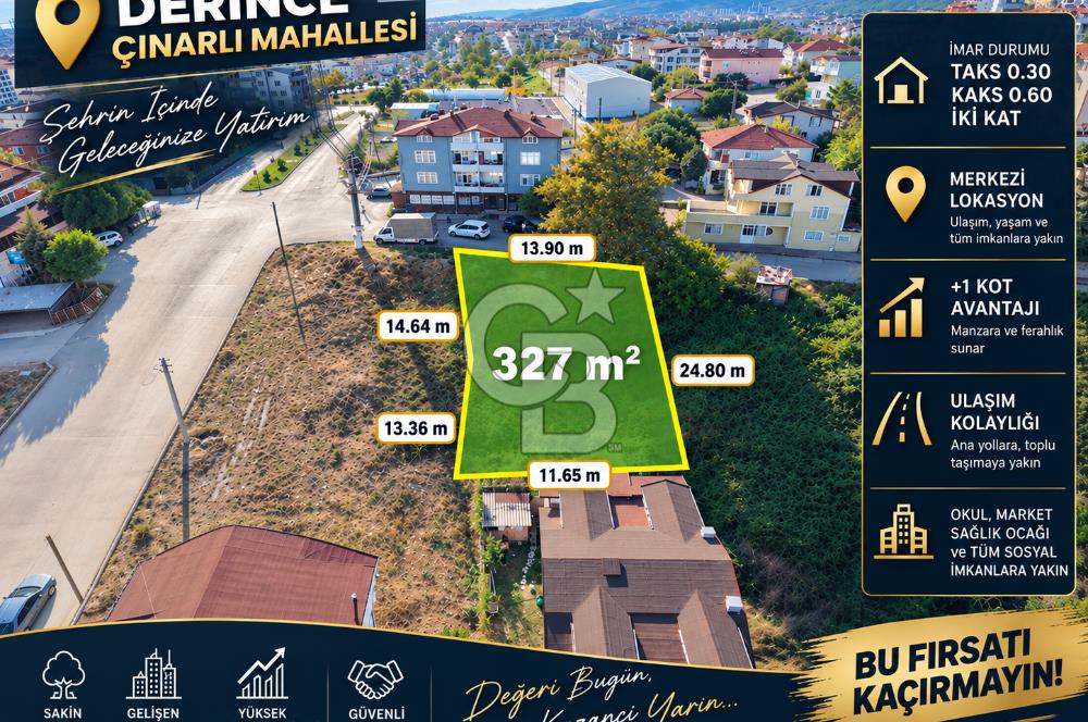 DERİNCE ÇINARLI'DA 327 M² SATILIK İMARLI ARSA | +1 KOT AVANTAJI