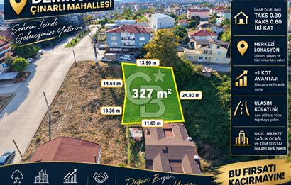 DERİNCE ÇINARLI'DA 327 M² SATILIK İMARLI ARSA | +1 KOT AVANTAJI