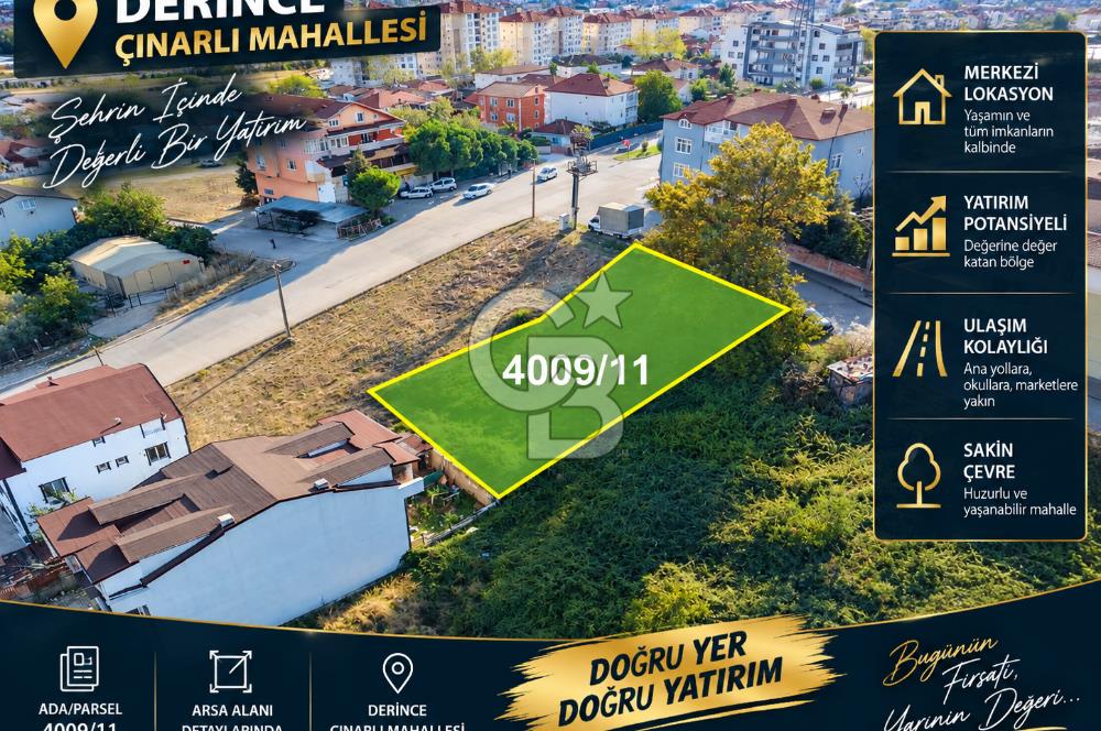 DERİNCE ÇINARLI'DA 327 M² SATILIK İMARLI ARSA | +1 KOT AVANTAJI