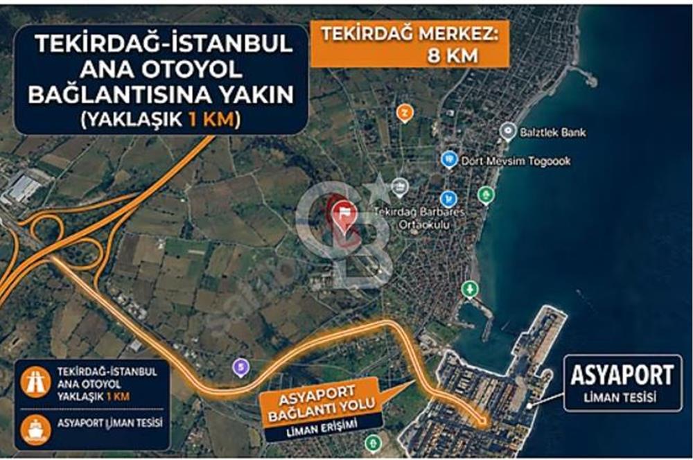 Tekirdağ Süleymanpaşa Barbaros Mah. Satılık 16700 m² Arsa