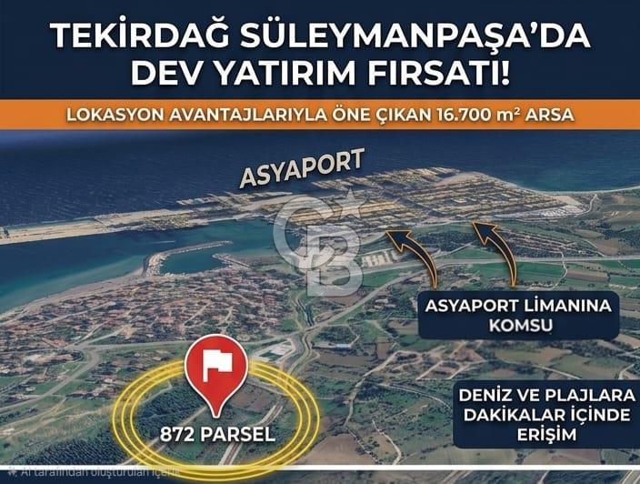Tekirdağ Süleymanpaşa Barbaros Mah. Satılık 16700 m² Arsa