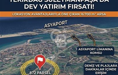Tekirdağ Süleymanpaşa Barbaros Mah. Satılık 16700 m² Arsa
