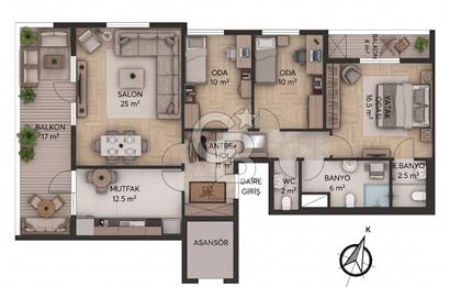 CB LEVEL/KIZILCIKLI SATILIK 3+1 ARA KAT DAİRE