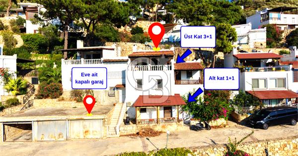 Bodrum Torba Satılık Tripleks Deniz Manzaralı Çift Daireli Villa - 375443