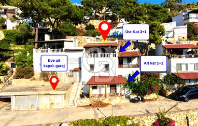 Bodrum Torba Satılık Tripleks Deniz Manzaralı Çift Daireli Villa